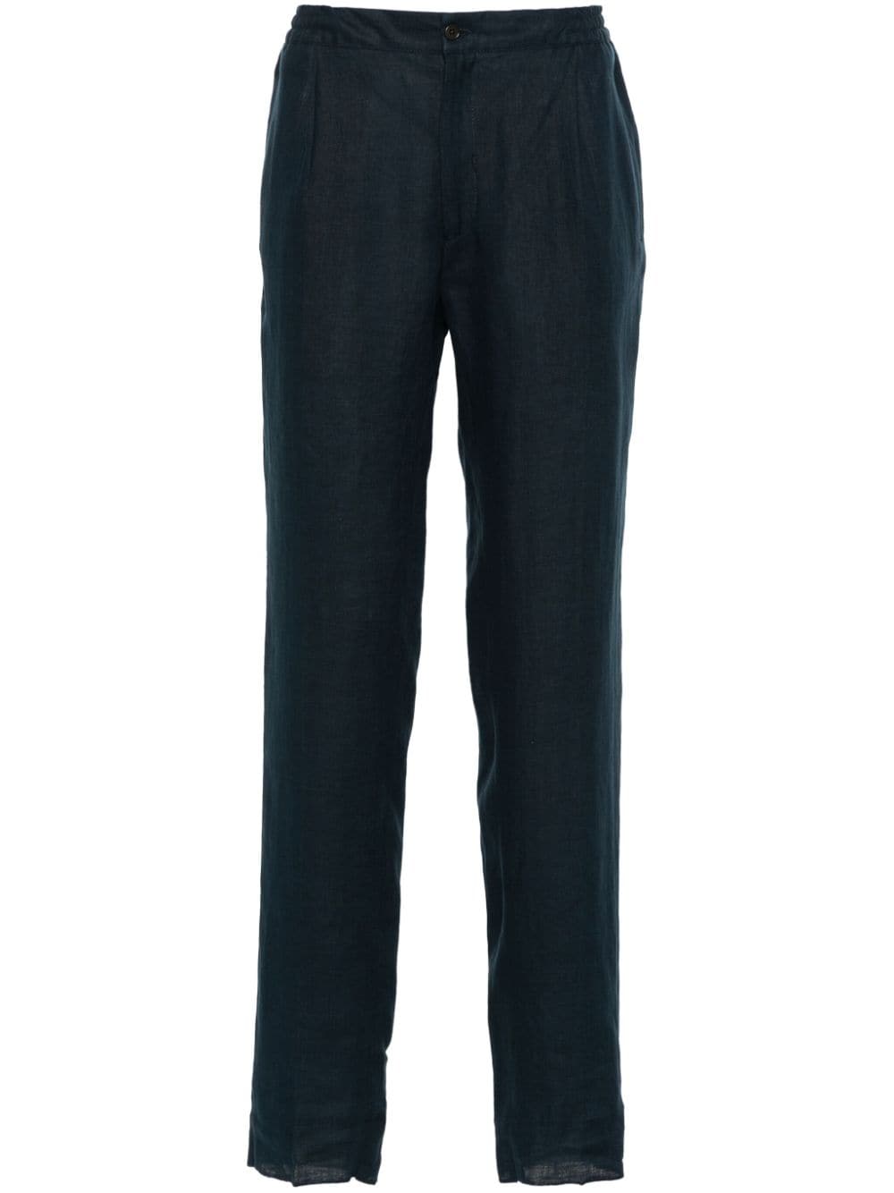 Kiton linen tapered trousers - Blue von Kiton