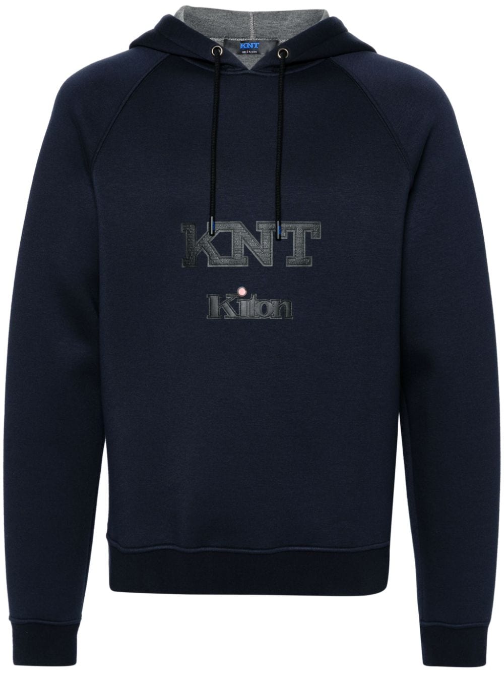 Kiton logo-appliqué hoodie - Blue von Kiton