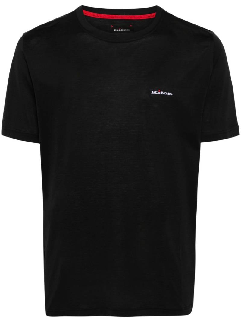 Kiton logo-embroidered cotton T-shirt - Black von Kiton