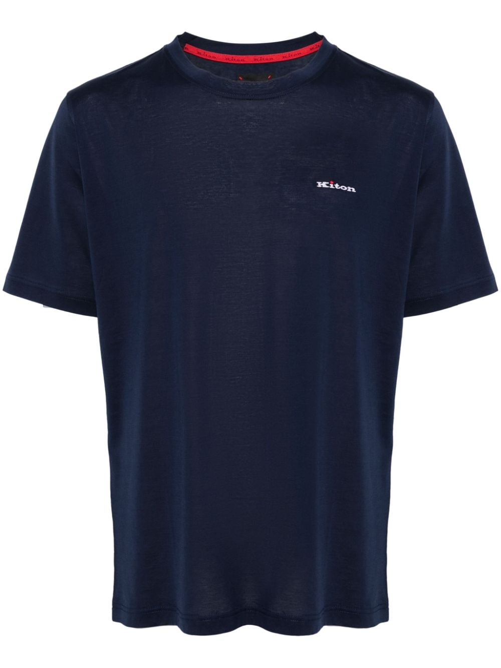 Kiton logo-embroidered cotton T-shirt - Blue von Kiton