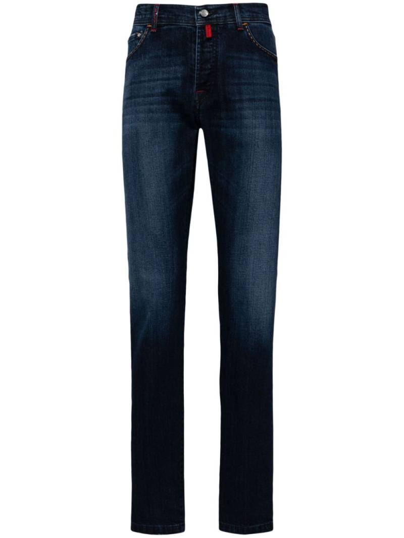 Kiton logo-embroidered straight-leg jeans - Blue von Kiton