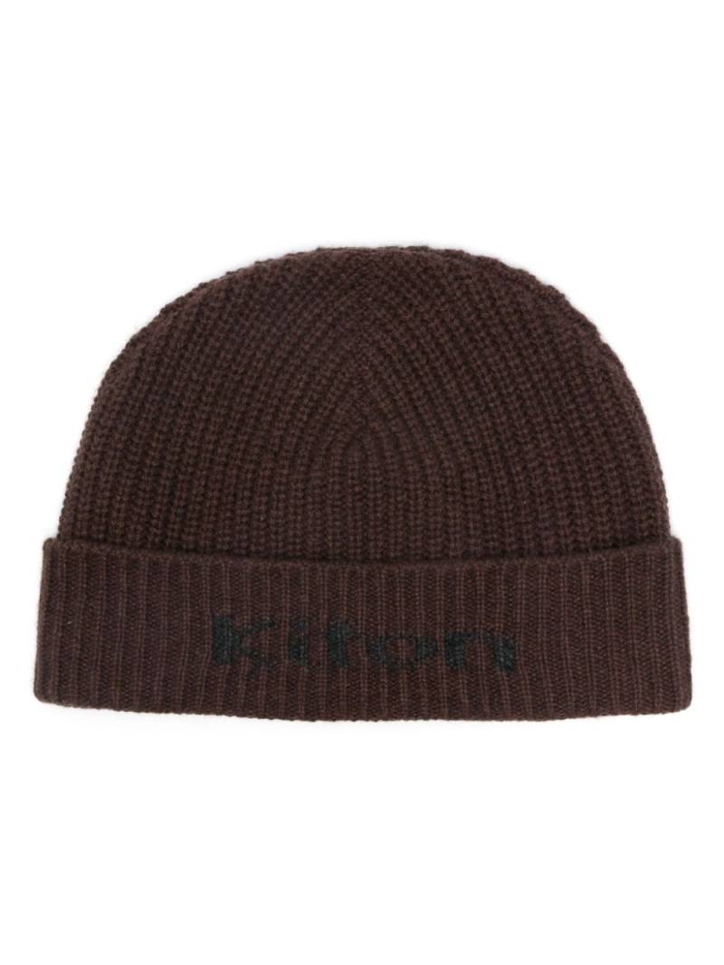 Kiton logo-intarsia beanie - Brown von Kiton