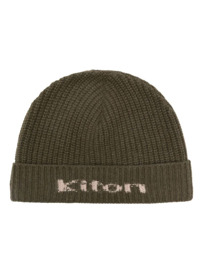 Kiton logo-intarsia beanie - Green von Kiton