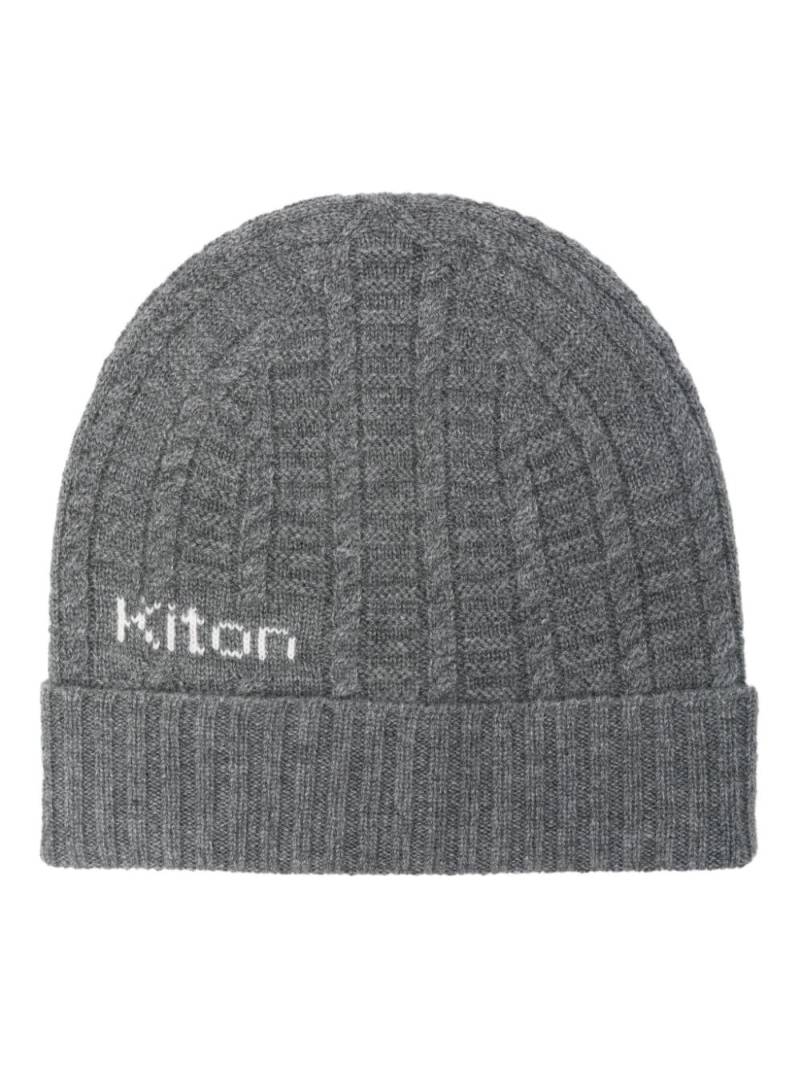 Kiton logo-intarsia cashmere beanie - Grey von Kiton