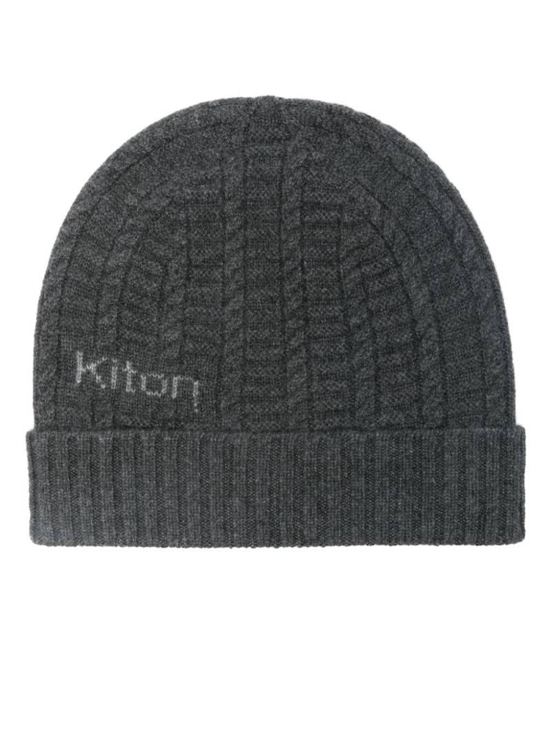 Kiton logo-intarsia cashmere beanie - Grey von Kiton