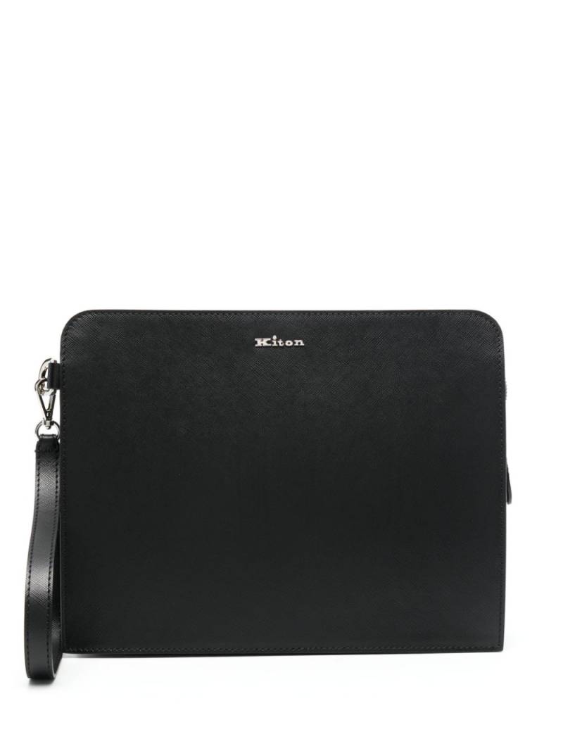 Kiton logo-lettering clutch - Black von Kiton