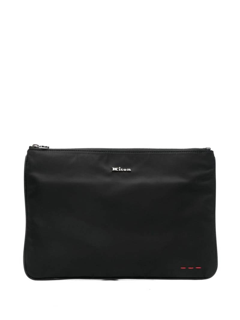 Kiton logo-lettering clutch bag - Black von Kiton