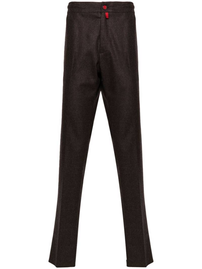 Kiton logo-patch straight-leg trousers - Brown von Kiton