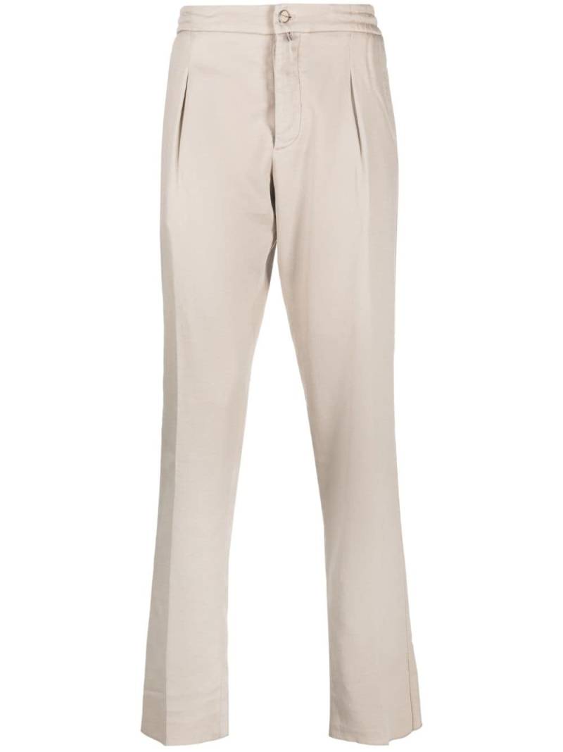 Kiton logo-patch straight-leg trousers - Neutrals von Kiton