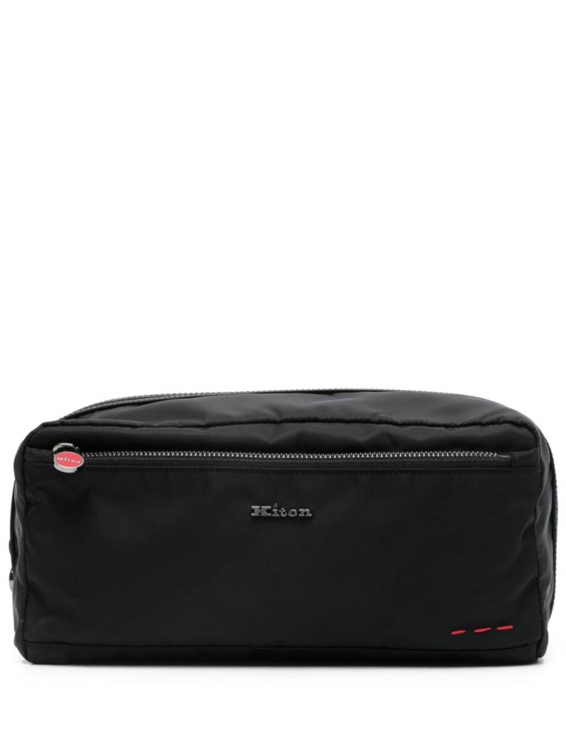 Kiton logo-plaque slouch wash bag - Black von Kiton