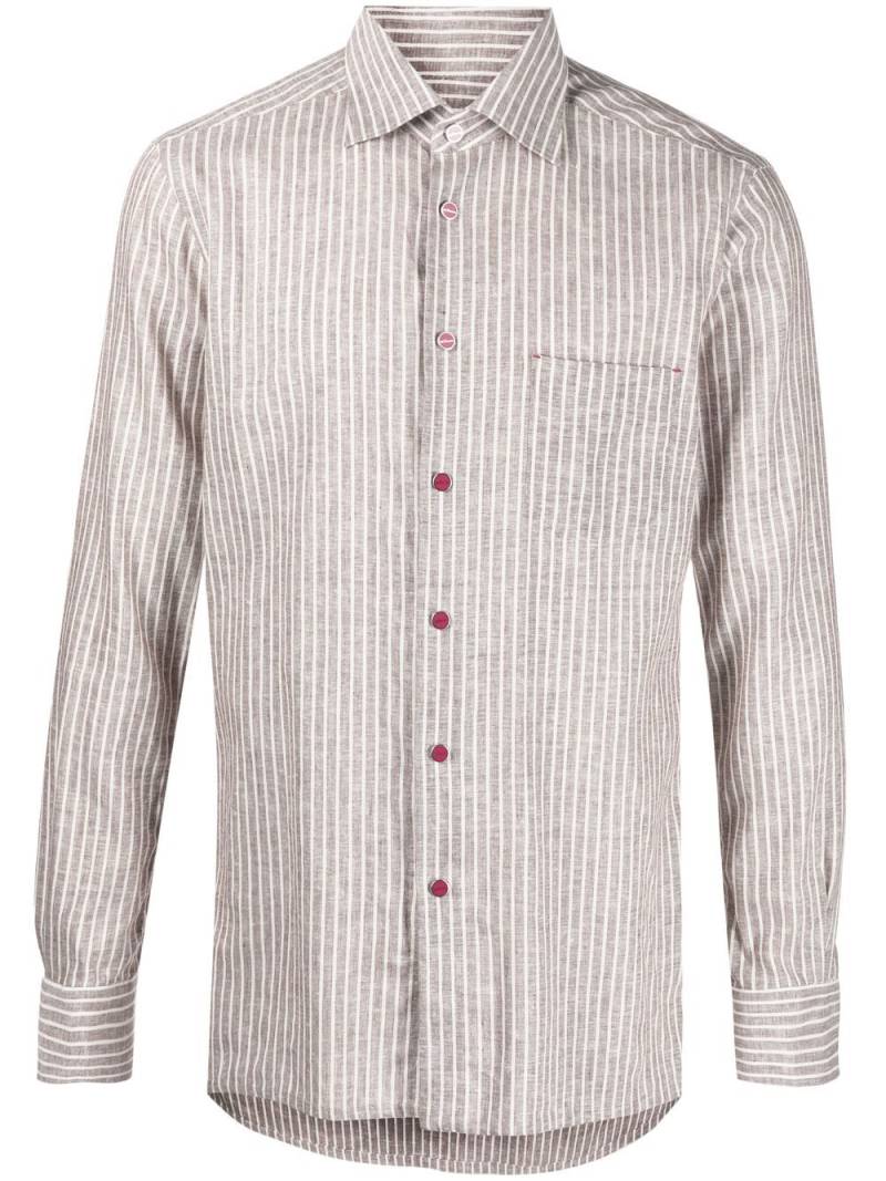 Kiton long-sleeve striped shirt - Brown von Kiton