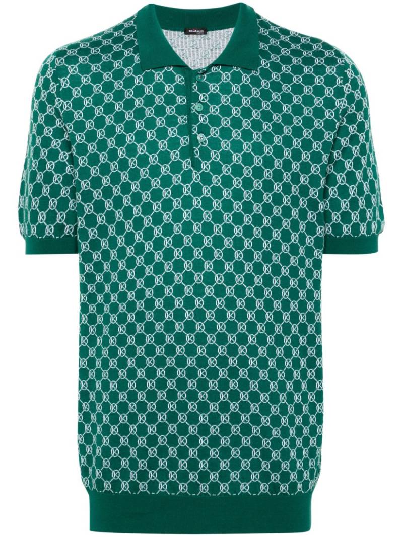 Kiton monogram-pattern knitted polo shirt - Green von Kiton