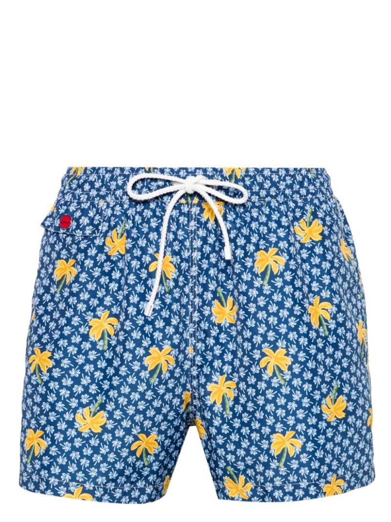 Kiton palm tree-print swim shorts - Blue von Kiton