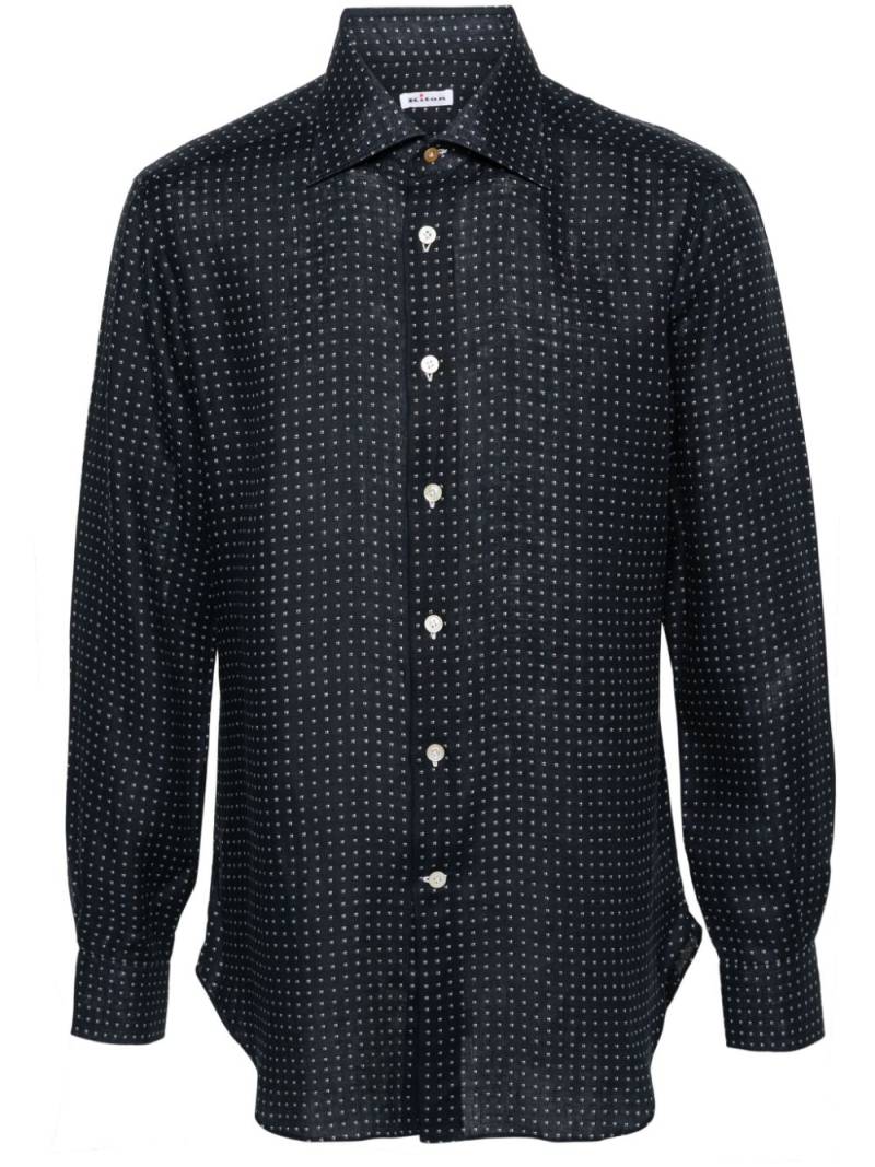 Kiton patterned linen shirt - Blue von Kiton