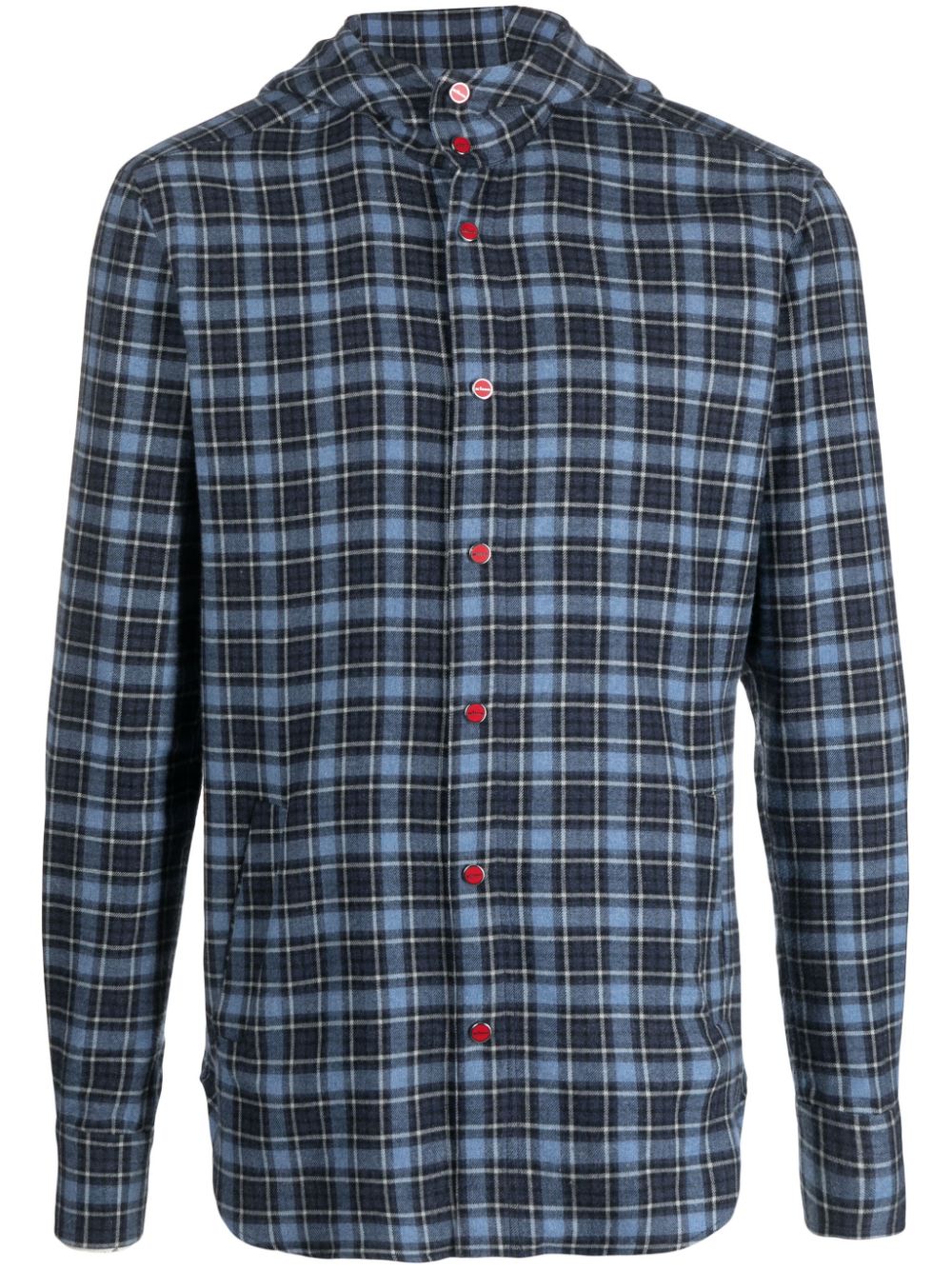 Kiton plaid-check hooded shirt - Blue von Kiton