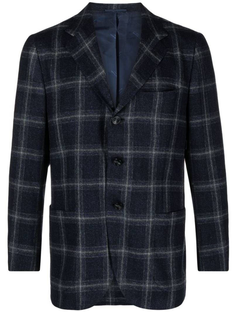 Kiton plaid-check single-breasted blazer - Blue von Kiton