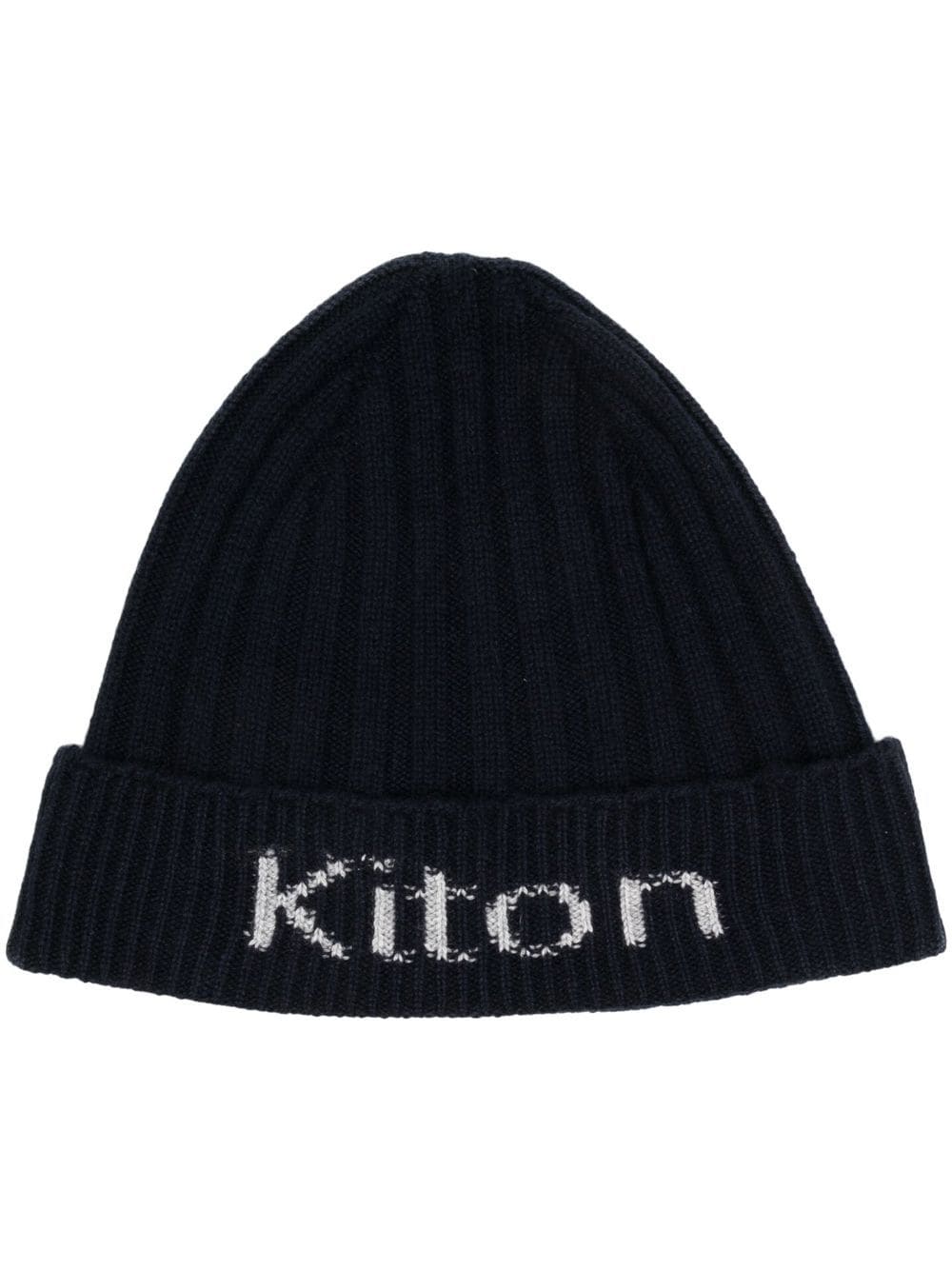 Kiton ribbed-knit logo beanie - Blue von Kiton