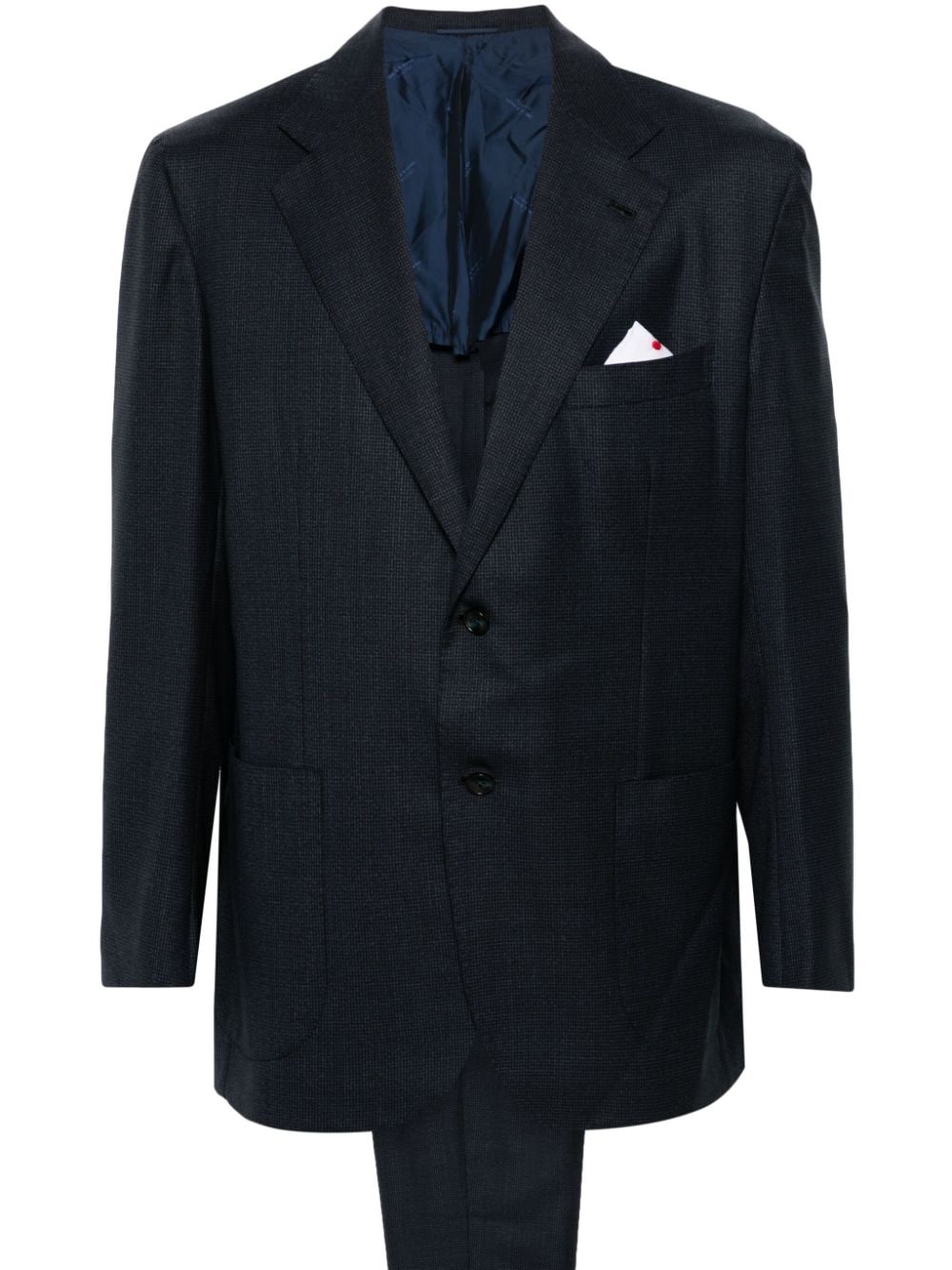 Kiton single-breasted houndstooth-pattern suit - Blue von Kiton