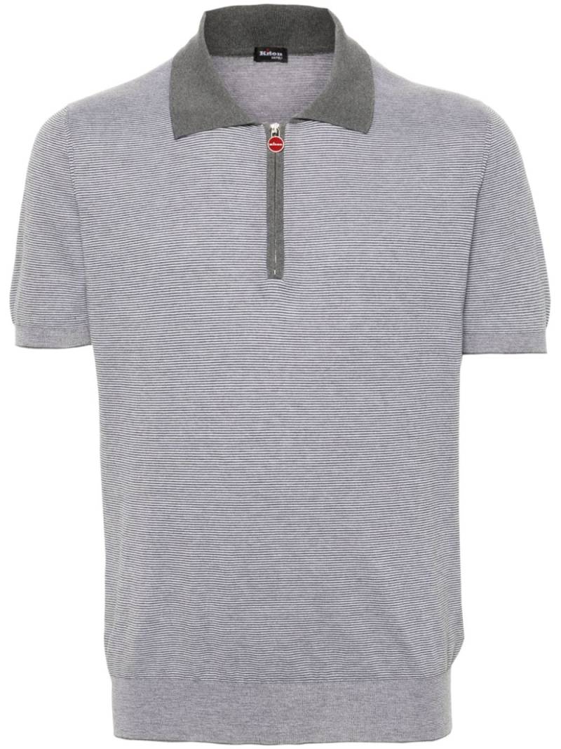 Kiton striped cotton polo shirt - Grey von Kiton