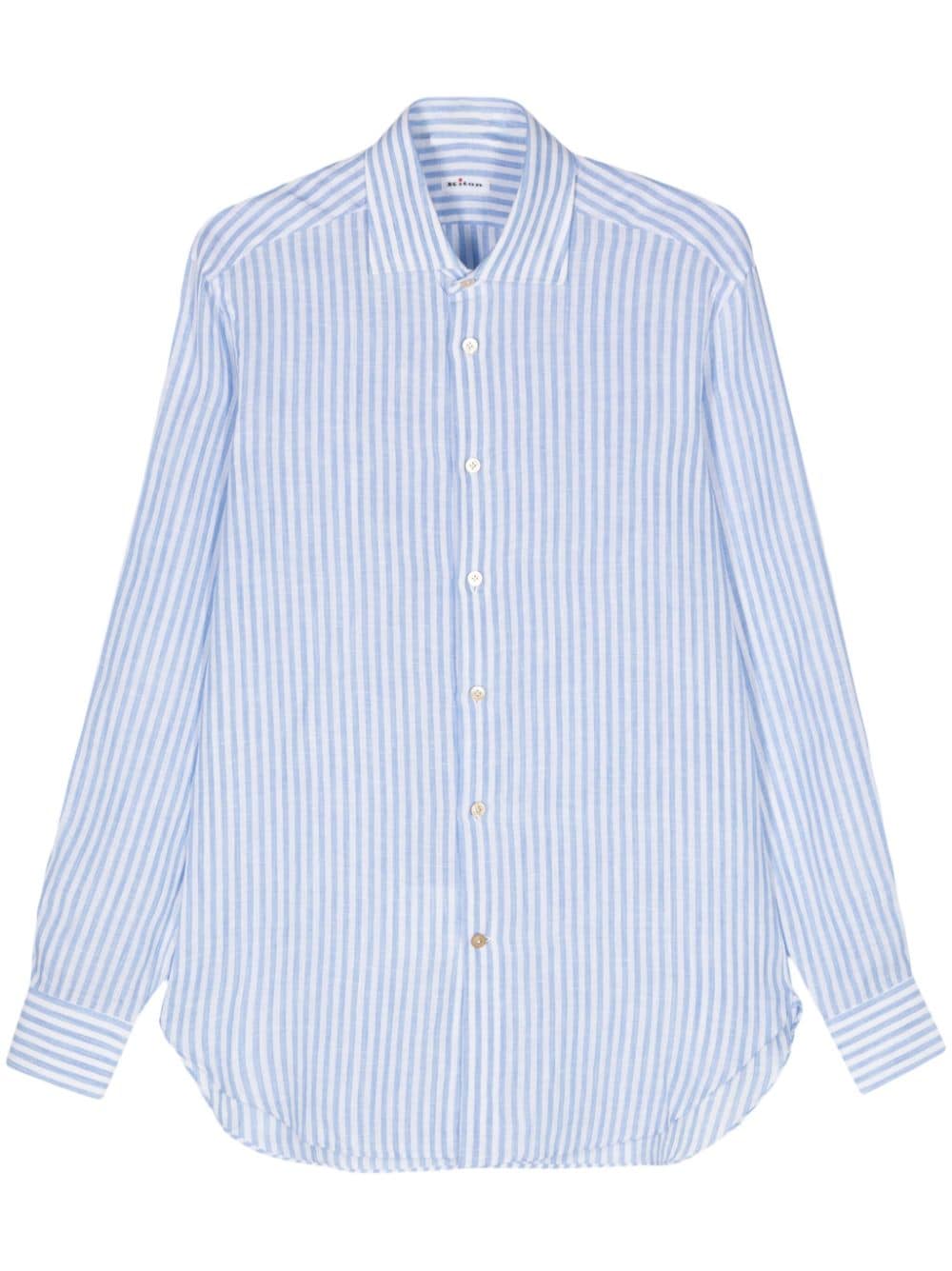 Kiton striped linen shirt - Blue von Kiton