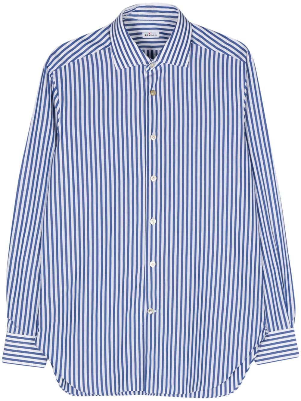 Kiton striped poplin shirt - Blue von Kiton