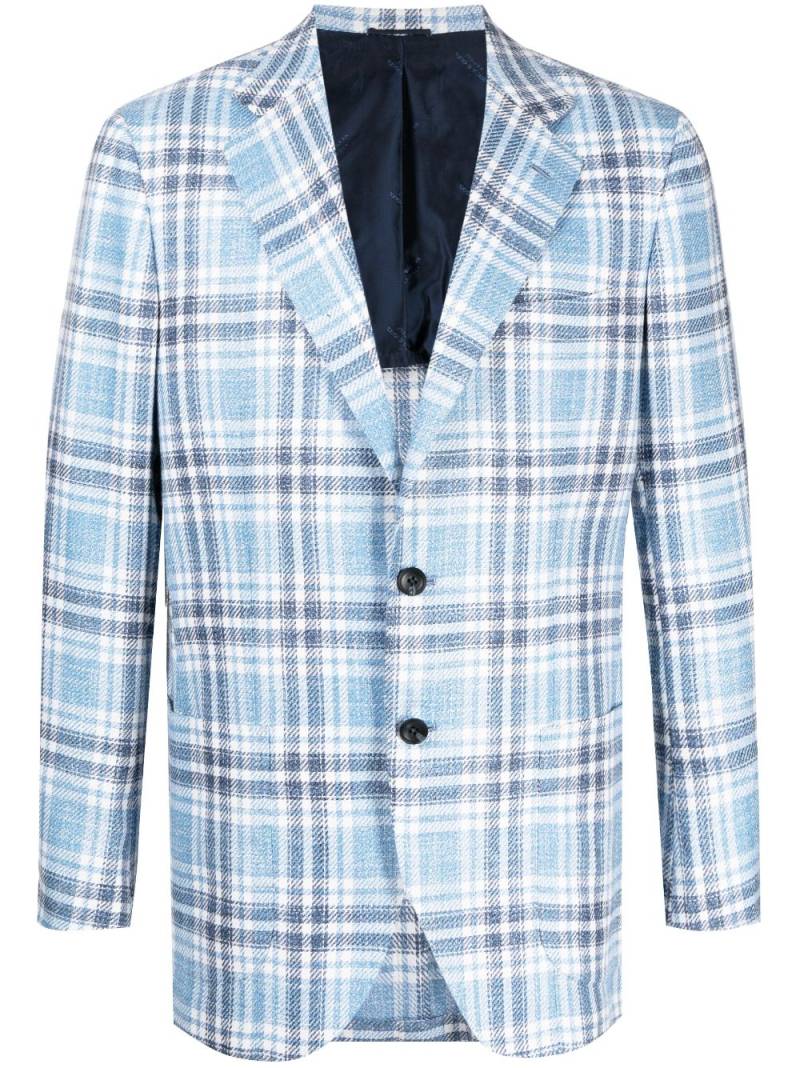 Kiton tartan-print single-breasted blazer - Blue von Kiton