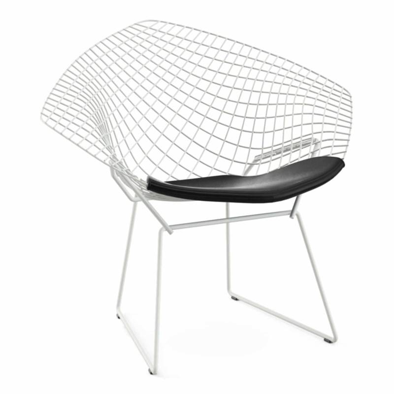 Bertoia Diamond Chair Outdoor Sessel , Farbe weiss, Polster vinyl schwarz von Knoll International