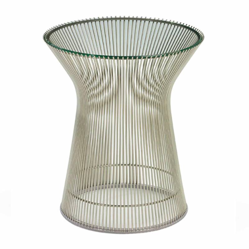 Platner Beistelltisch, Tischplatte klarglas, Gestell bronze, metallic von Knoll International