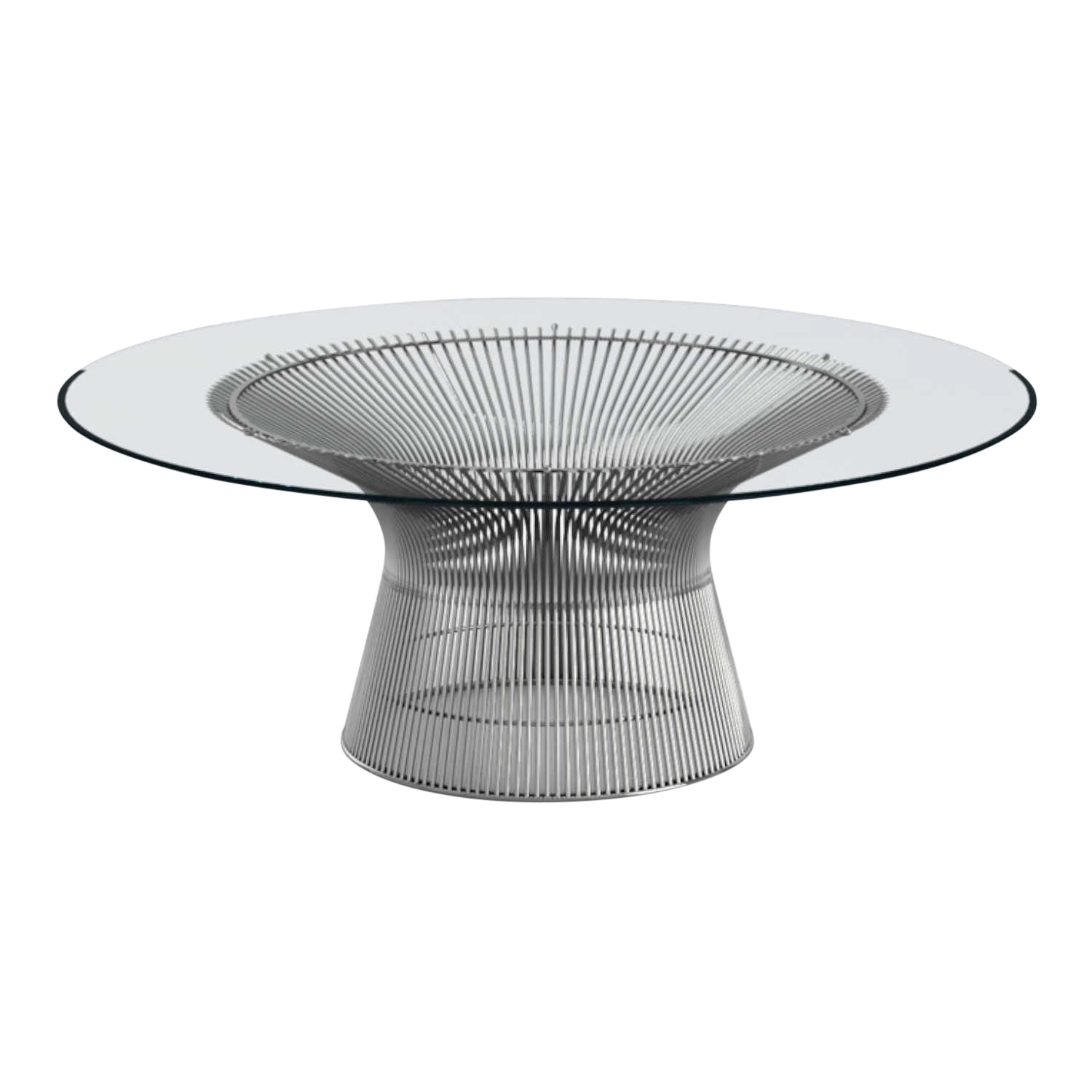 Platner Couchtisch, Durchmesser 91,5, Tischplatte marmor arabescato ma (beschichtet), Gestell bronze, metallic von Knoll International