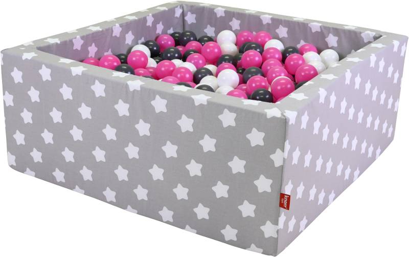 Knorrtoys® Bällebad »Soft, Grey White Stars«, eckig mit 100 Bällen creme/Grey/rose; Made in Europe von Knorrtoys®