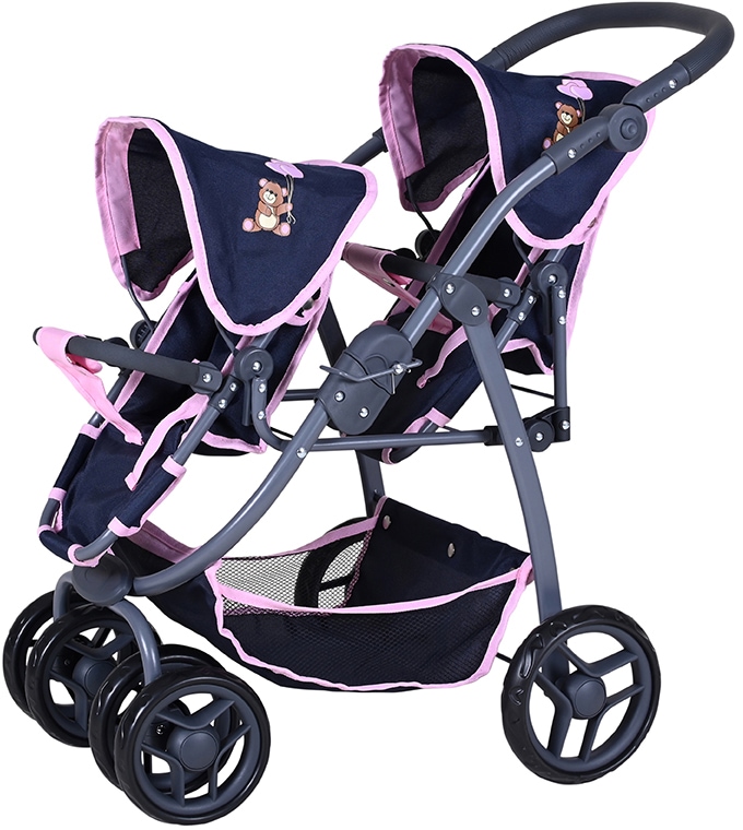 Knorrtoys® Puppen-Zwillingsbuggy »Milo - Navy Pink Bear« von Knorrtoys®