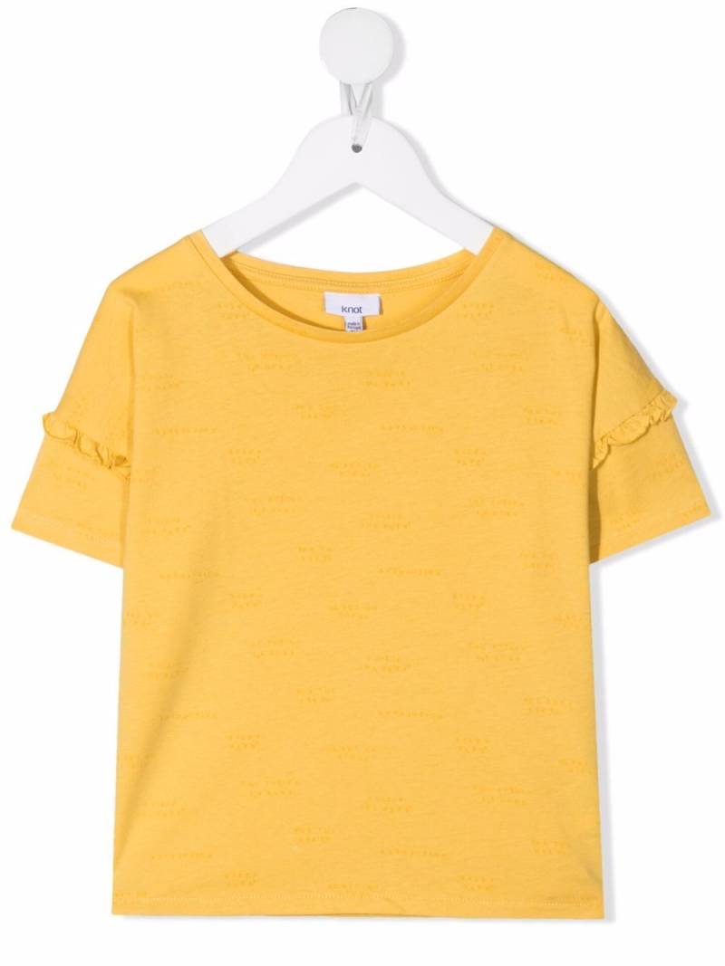 Knot ruffle-detail cotton T-Shirt - Yellow von Knot