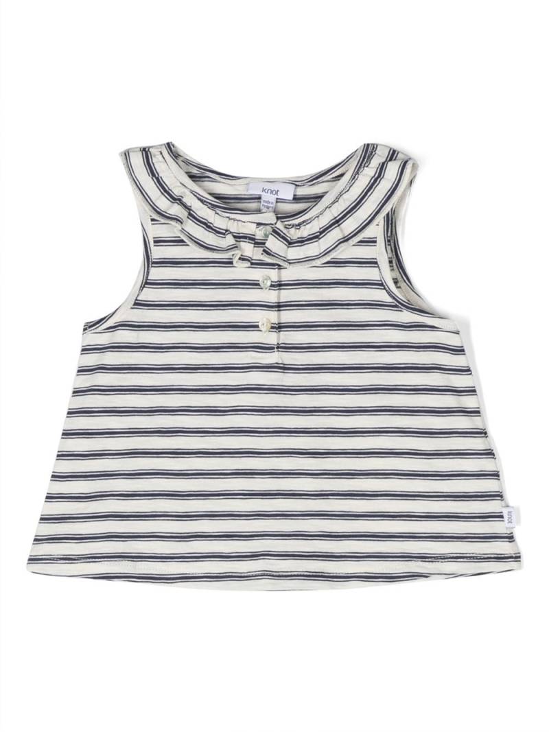 Knot striped sleeveless cotton blouse - White von Knot