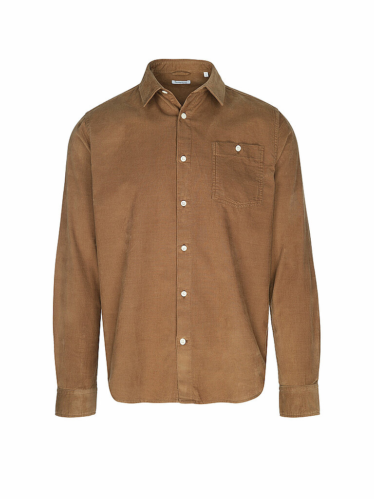 KNOWLEDGE COTTON APPAREL Hemd Regular Fit camel | S von Knowledge Cotton Apparel