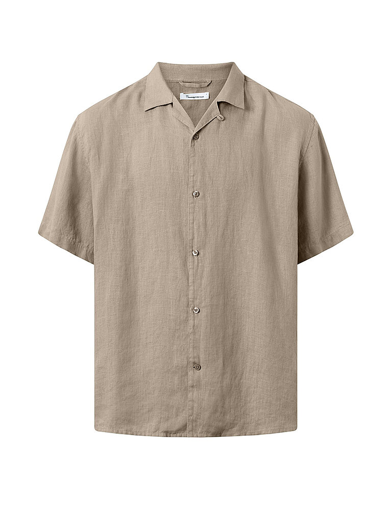 KNOWLEDGE COTTON APPAREL Leinenhemd beige | L von Knowledge Cotton Apparel