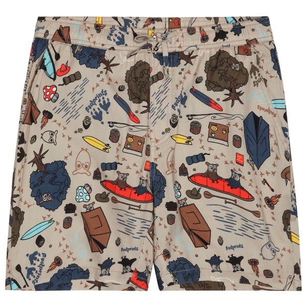 KnowledgeCotton Apparel - Loose Woven AOP Shorts - Shorts Gr S grau von KnowledgeCotton Apparel