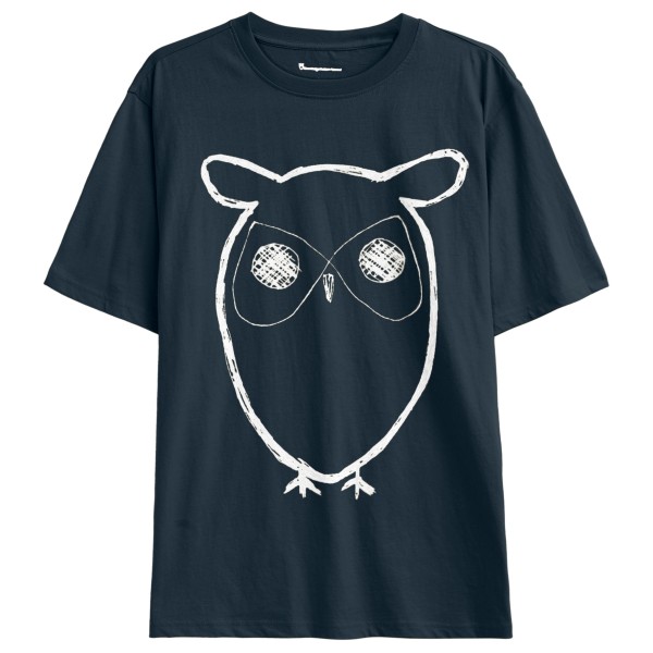 KnowledgeCotton Apparel - Regular Big OWL Front Print - T-Shirt Gr 3XL;L;M;S;XL;XXL blau;weiß von KnowledgeCotton Apparel