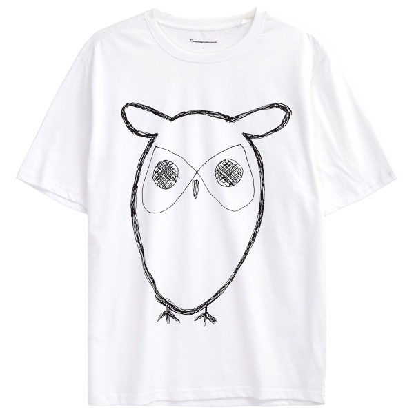 KnowledgeCotton Apparel - Regular Big OWL Front Print - T-Shirt Gr L weiß von KnowledgeCotton Apparel