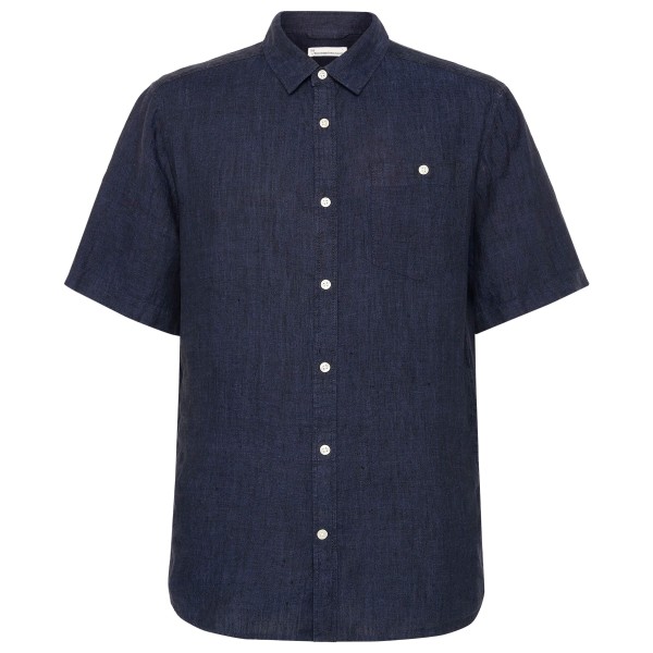 KnowledgeCotton Apparel - Regular Linen S/S Shirt - Hemd Gr 3XL blau von KnowledgeCotton Apparel