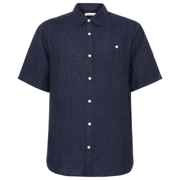 KnowledgeCotton Apparel - Regular Linen S/S Shirt - Hemd Gr L blau von KnowledgeCotton Apparel