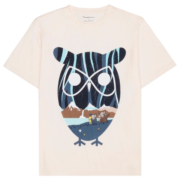 KnowledgeCotton Apparel - Regular Seagrass OWL Printed - T-Shirt Gr L;M;S;XL;XXL grau;weiß von KnowledgeCotton Apparel