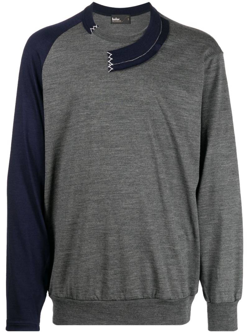 Kolor asymmetric wool long-sleeve T-shirt - Grey von Kolor