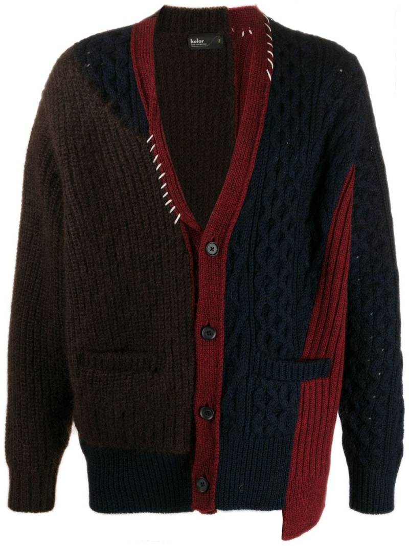 Kolor contrast knit cardigan - Brown von Kolor