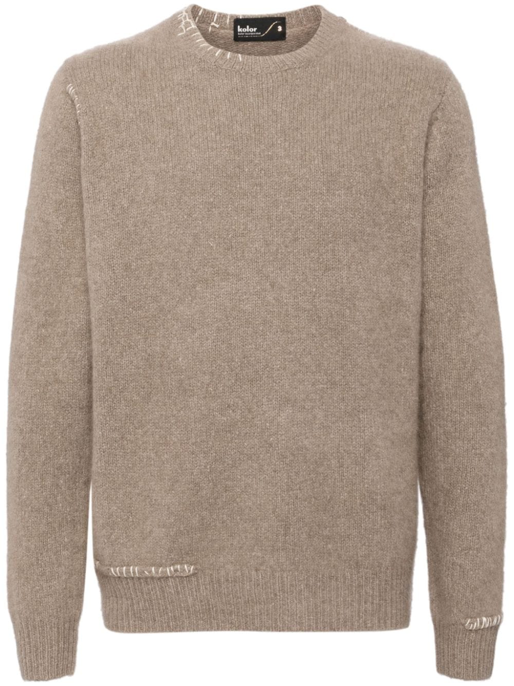 Kolor contrast-stitching crew-neck jumper - Neutrals von Kolor