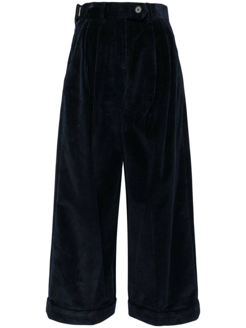 Kolor corduroy pleat-detail trousers - Blue von Kolor