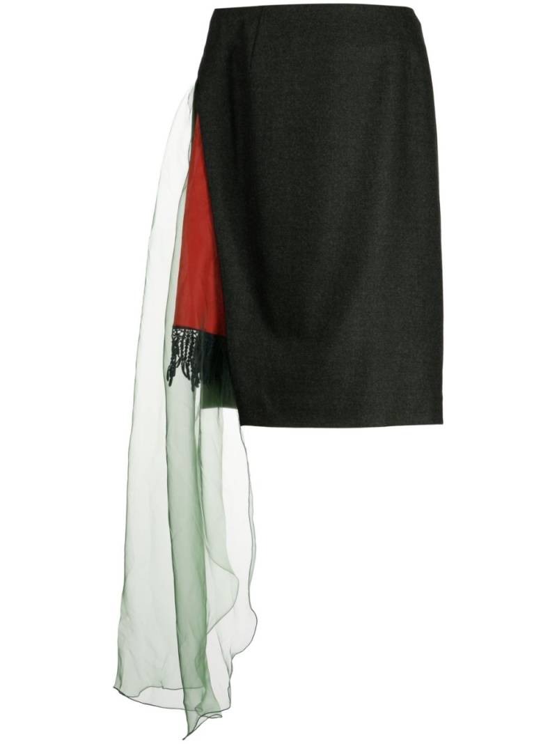 Kolor draped-panel wool pencil skirt - Green von Kolor