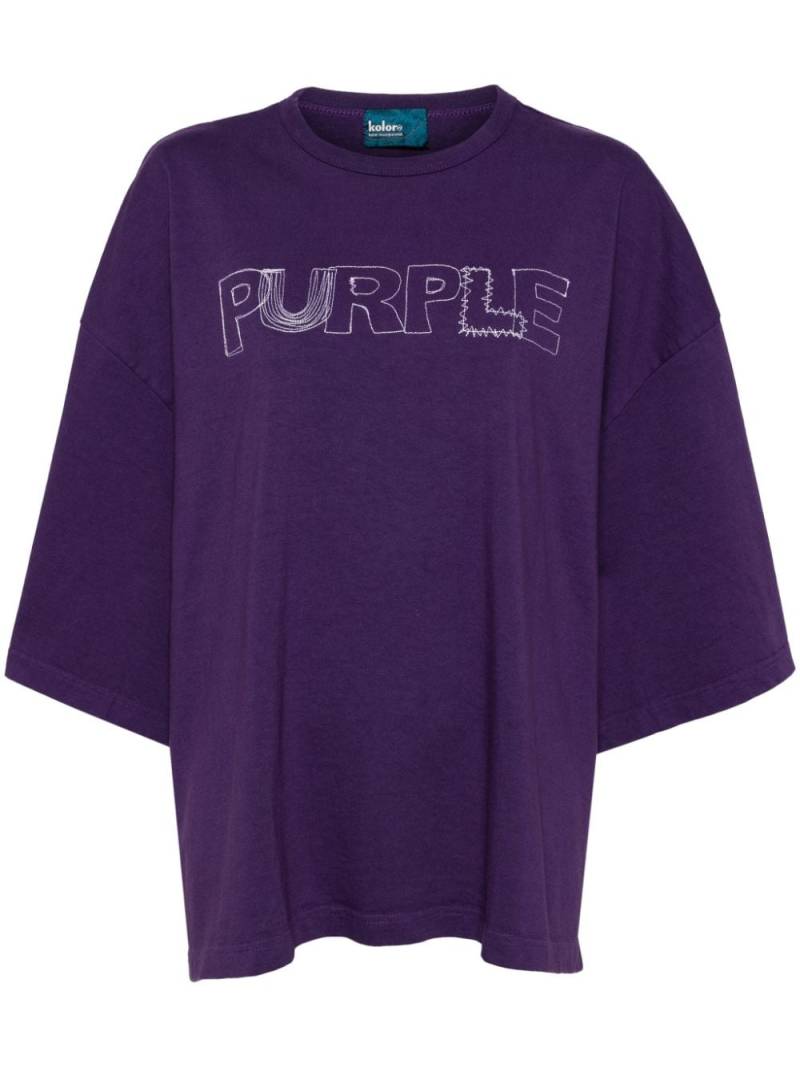 Kolor embroidered cotton t-shirt - Purple von Kolor