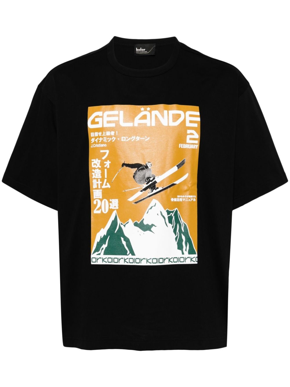 Kolor graphic-print cotton T-shirt - Black von Kolor