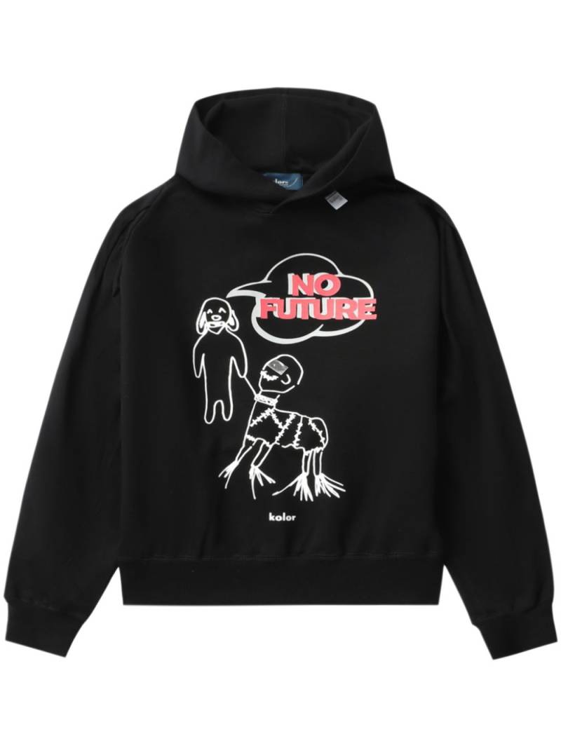 Kolor logo-print cotton hoodie - Black von Kolor