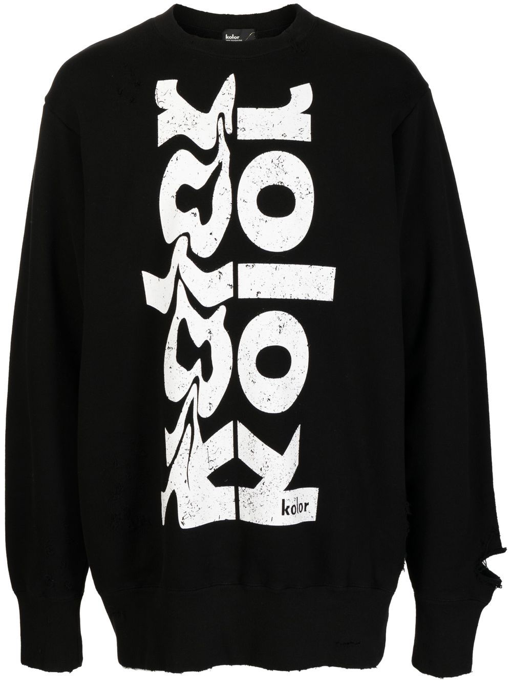 Kolor logo-print distressed sweatshirt - Black von Kolor